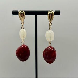 Chic Gold and Red Dangle Earrings